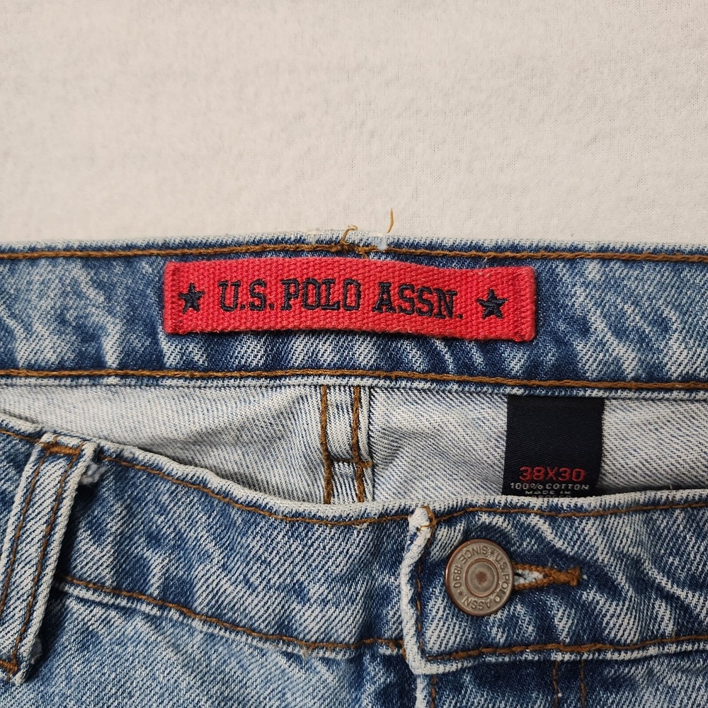 Vintage Y2k US Polo Ralph Lauren Assn Baggy Jeans Mens 38x30 Blue  Skater Grunge - Picture 5 of 13